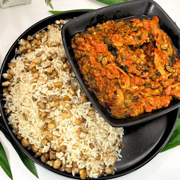 Rice and beans and Ejakika sauce